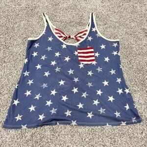 VENUS Star Spangled Striped Fourth of July Tank Top with Bow Back, Large